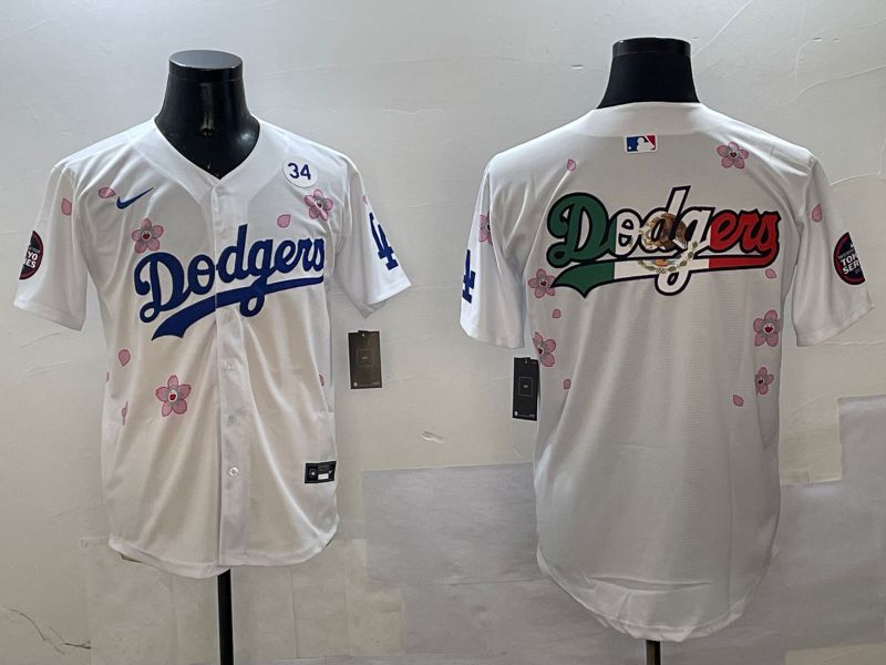 Men Los Angeles Dodgers Blank White Sakura Edition 2025 Nike MLB Jersey style 11->los angeles dodgers->MLB Jersey